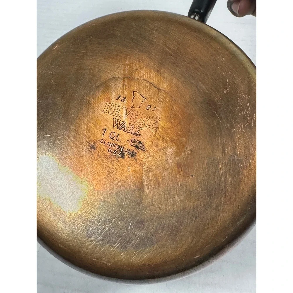 Revere Ware 1 Qt Saucepan with‎ Lid Copper Clad Bottom Stainless Steel 1801 USA